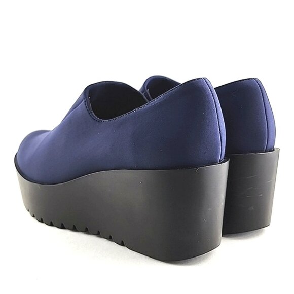 Donald Pliner Women's Cape Blue Black Wedge Platform Shoes Stretch Size 7.5M - Picture 5 of 16